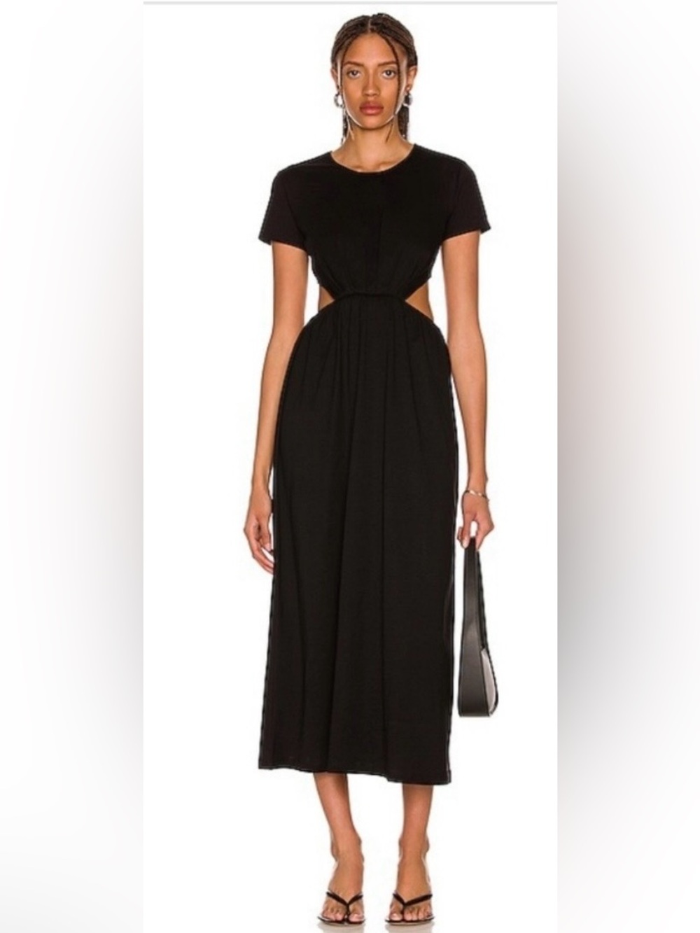 LouLou Studio Black Cutout Maxi Dress with Short Sleeves XS NWT